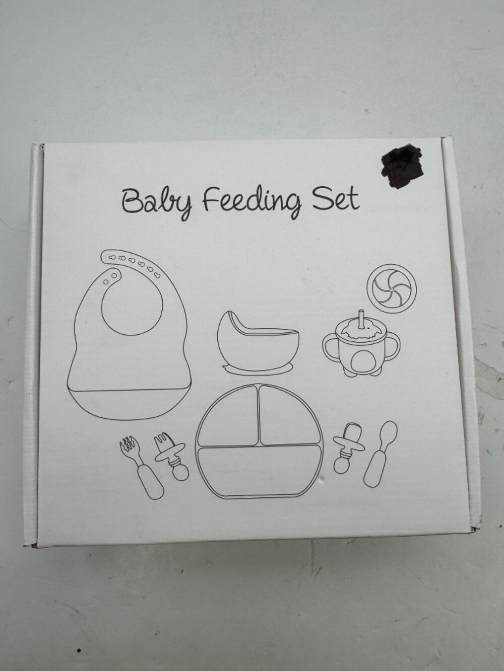 Baby Feeding Set - Silicone Bib Plate Bowl Spoon Fork Cup - BPA Free Food Grade